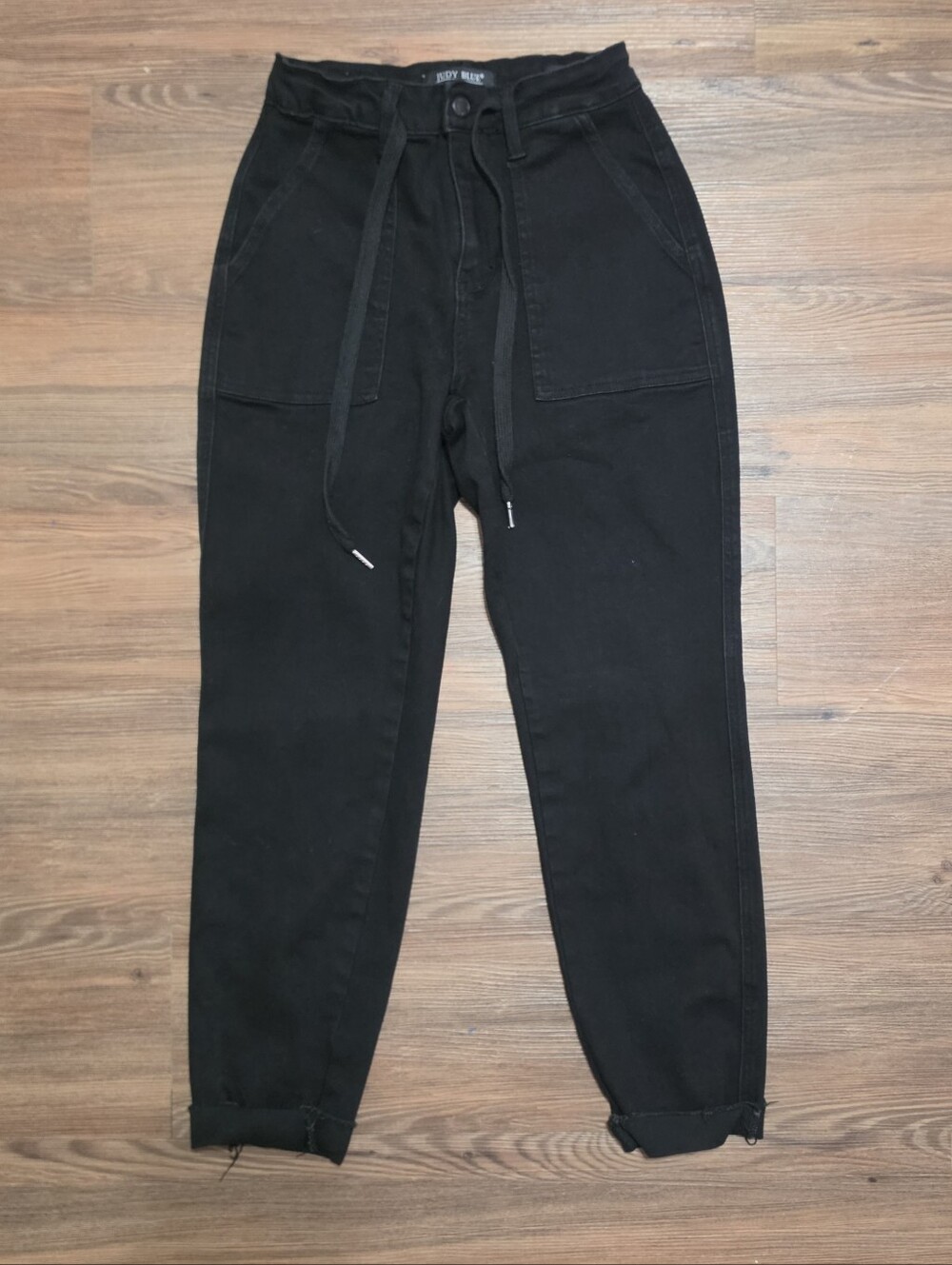 Judy Blue High Waist Jet Black Double Roll Cuff Jogger Jeans